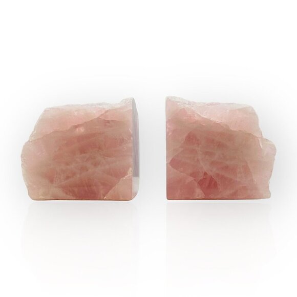 Pink Crystal Bookends Solid Natural Rose Quartz Short Heavy Bookends 6+ lbs (LS) - Picture 15 of 16